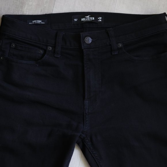 Hollister Men's No Fade Black Super Skinny Jeans size w32  L34 - Picture 6 of 7